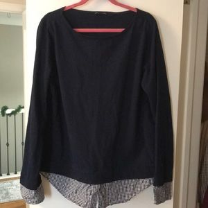 J crew mercantile shirt with faux button up detail